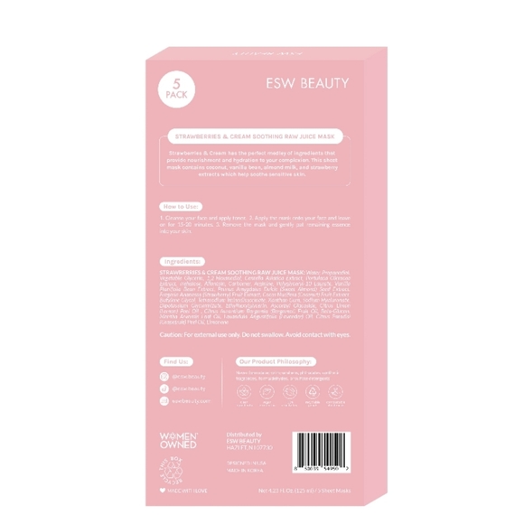💕NIB ESW Strawberries & Cream Soothing Raw Juice Mask Box💕 - Picture 4 of 5